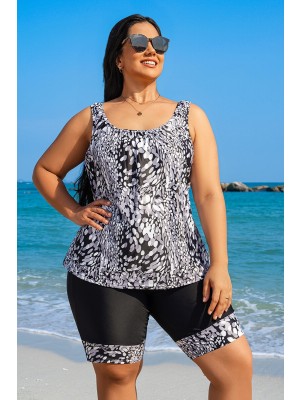 Black Scoop Neck Wide Straps Tankini Set