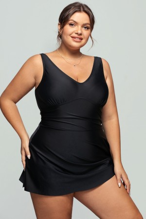 Wireless Asymmetrical One-Piece Short Swimdress