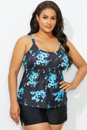 Flared Scoop Neck Tankini Set