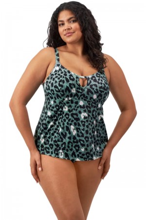 Blue leopard print design swim skirt