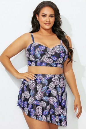 Pineapple Printed Twist Front Bikini Set