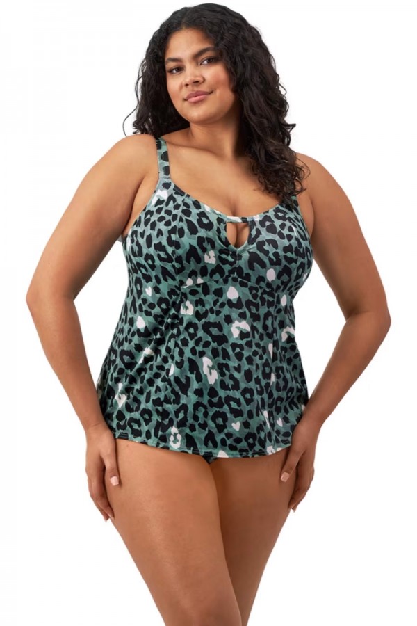 Blue leopard print design swim skirt
