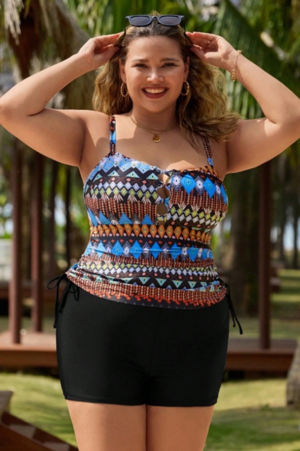 Hollow out design Bohemian style tankini swimsuit